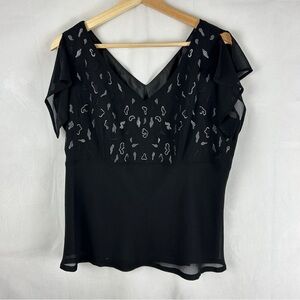 VINTAGE Y2K Embroidered Witchy Fairy Blouse Medium Black‎ Floaty Whimsygoth